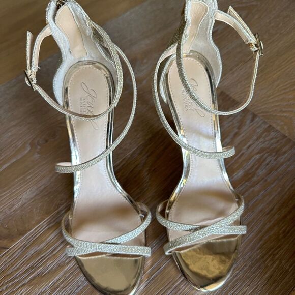 Jewel Badgley Mischka Galen Platform Glitter Evening Shoe in Gold - Picture 3 of 9